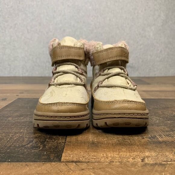 Carters Little Girls Size 7 Sarang Warm Winter Fashion Boots Tan Fur Booties - Picture 3 of 11